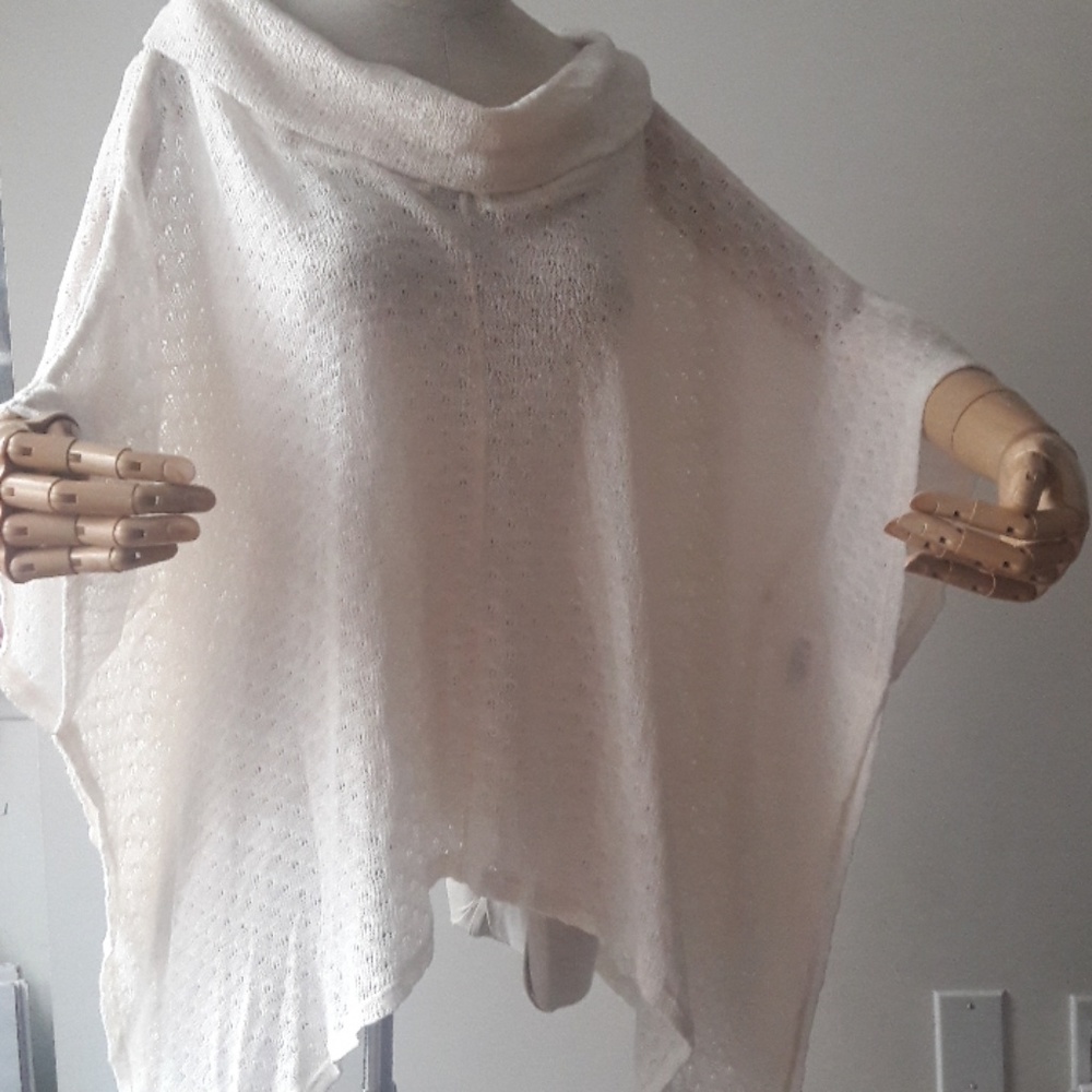maison Jules L poncho cowel neck thin knit sweater